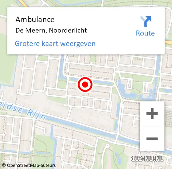 Locatie op kaart van de 112 melding: Ambulance De Meern, Noorderlicht op 26 mei 2016 16:08