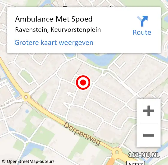 Locatie op kaart van de 112 melding: Ambulance Met Spoed Naar Ravenstein, Keurvorstenplein op 26 mei 2016 17:22