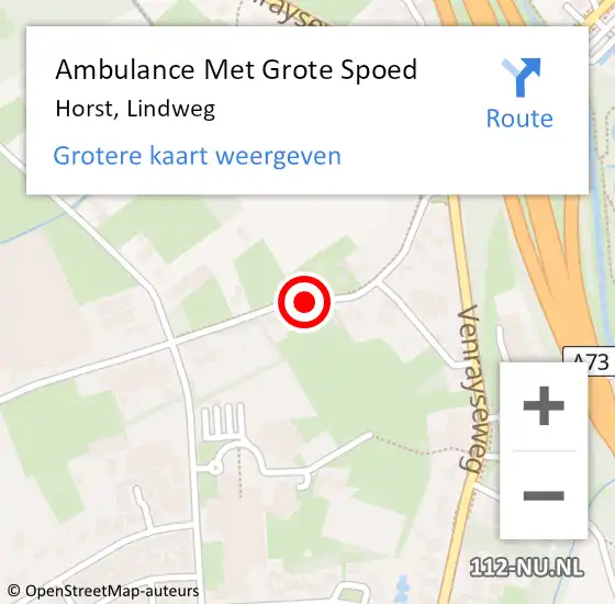 Locatie op kaart van de 112 melding: Ambulance Met Grote Spoed Naar Horst, Lindweg op 26 mei 2016 17:24