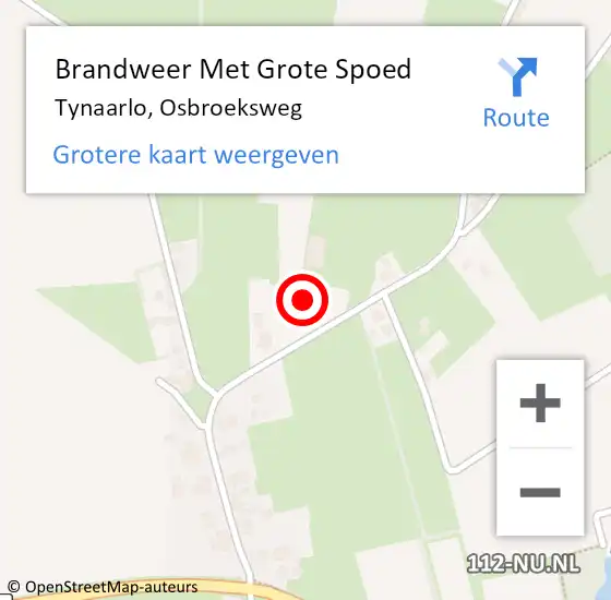 Locatie op kaart van de 112 melding: Brandweer Met Grote Spoed Naar Tynaarlo, Osbroeksweg op 26 mei 2016 18:15