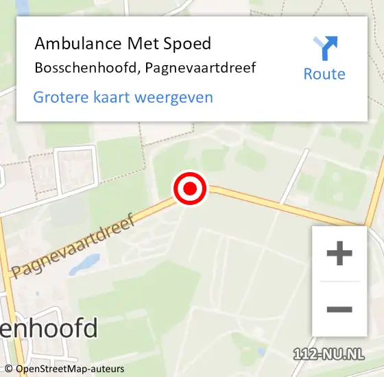 Locatie op kaart van de 112 melding: Ambulance Met Spoed Naar Bosschenhoofd, Pagnevaartdreef op 26 mei 2016 18:24