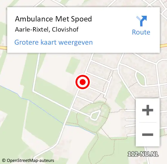 Locatie op kaart van de 112 melding: Ambulance Met Spoed Naar Aarle-Rixtel, Clovishof op 26 mei 2016 19:52