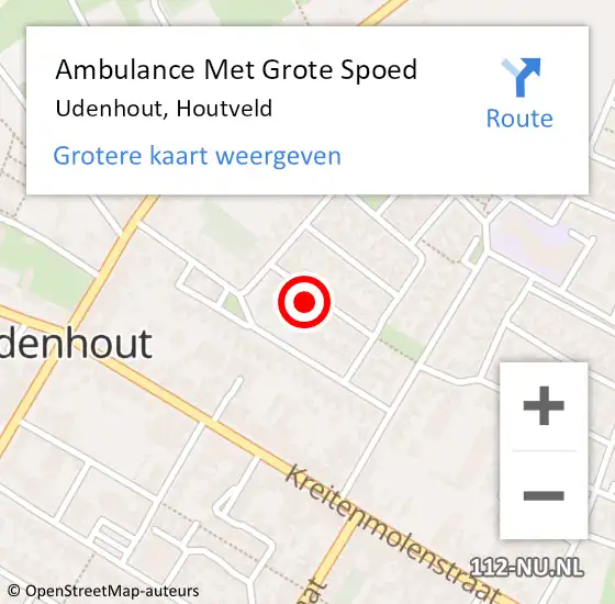 Locatie op kaart van de 112 melding: Ambulance Met Grote Spoed Naar Udenhout, Houtveld op 26 mei 2016 23:08