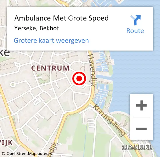 Locatie op kaart van de 112 melding: Ambulance Met Grote Spoed Naar Yerseke, Bekhof op 26 mei 2016 23:56