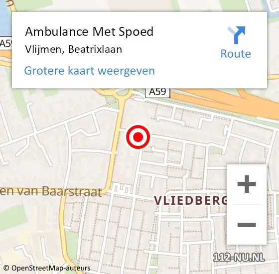 Locatie op kaart van de 112 melding: Ambulance Met Spoed Naar Vlijmen, Beatrixlaan op 27 mei 2016 00:40