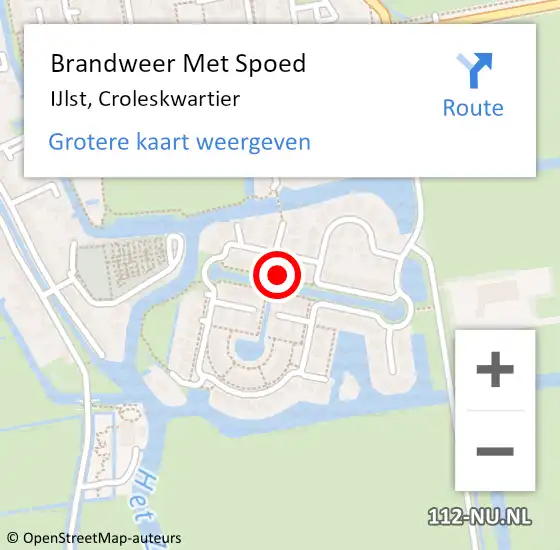 Locatie op kaart van de 112 melding: Brandweer Met Spoed Naar IJlst, Croleskwartier op 27 mei 2016 01:43