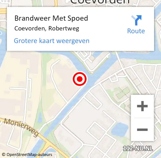 Locatie op kaart van de 112 melding: Brandweer Met Spoed Naar Coevorden, Robertweg op 27 mei 2016 05:01