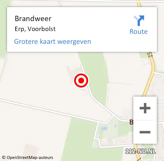 Locatie op kaart van de 112 melding: Brandweer Erp, Voorbolst op 16 september 2013 10:30