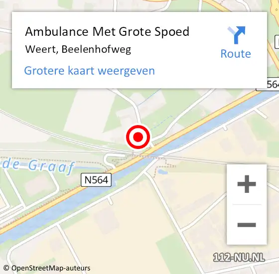 Locatie op kaart van de 112 melding: Ambulance Met Grote Spoed Naar Weert, Beelenhofweg op 27 mei 2016 06:54