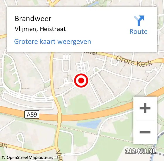 Locatie op kaart van de 112 melding: Brandweer Vlijmen, Heistraat op 27 mei 2016 09:48