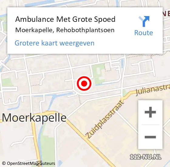 Locatie op kaart van de 112 melding: Ambulance Met Grote Spoed Naar Moerkapelle, Rehobothplantsoen op 27 mei 2016 09:53