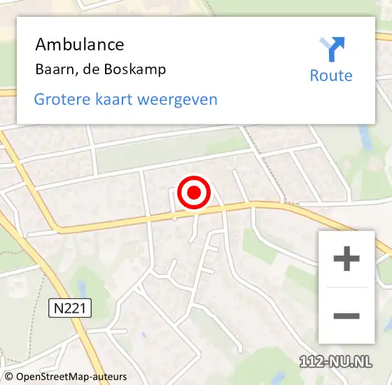 Locatie op kaart van de 112 melding: Ambulance Baarn, de Boskamp op 27 mei 2016 10:03