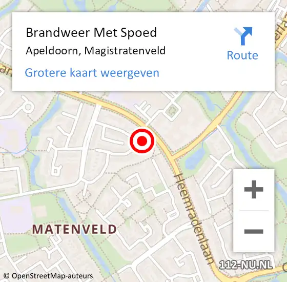 Locatie op kaart van de 112 melding: Brandweer Met Spoed Naar Apeldoorn, Magistratenveld op 27 mei 2016 10:49