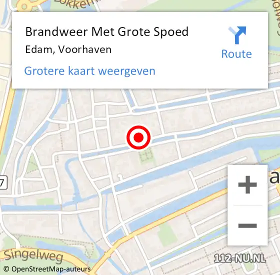 Locatie op kaart van de 112 melding: Brandweer Met Grote Spoed Naar Edam, Voorhaven op 16 december 2013 12:25