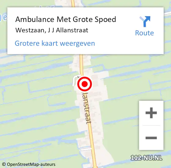 Locatie op kaart van de 112 melding: Ambulance Met Grote Spoed Naar Westzaan, J J Allanstraat op 27 mei 2016 11:51