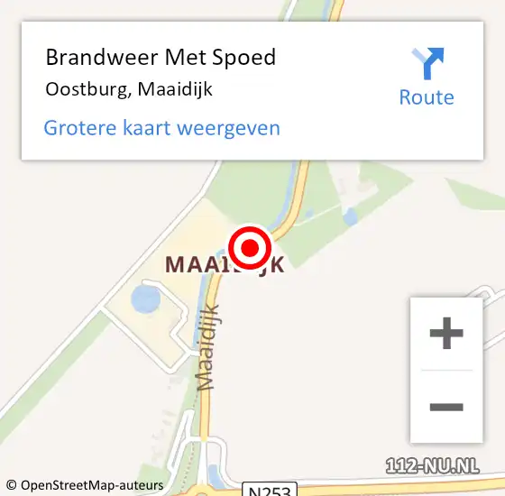 Locatie op kaart van de 112 melding: Brandweer Met Spoed Naar Oostburg, Maaidijk op 27 mei 2016 13:09