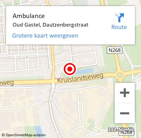 Locatie op kaart van de 112 melding: Ambulance Oud Gastel, Dautzenbergstraat op 27 mei 2016 13:43