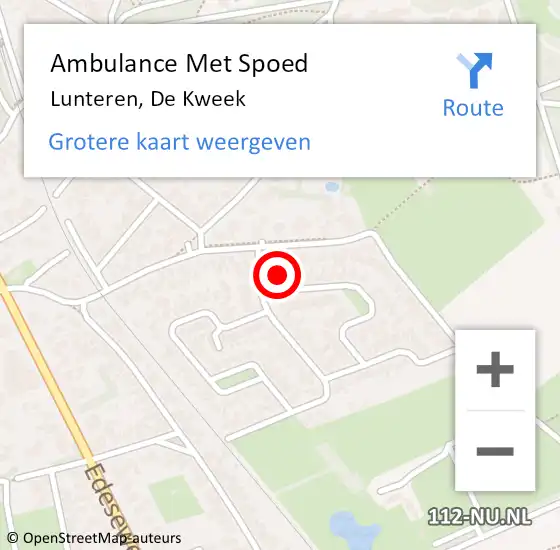 Locatie op kaart van de 112 melding: Ambulance Met Spoed Naar Lunteren, De Kweek op 27 mei 2016 14:09
