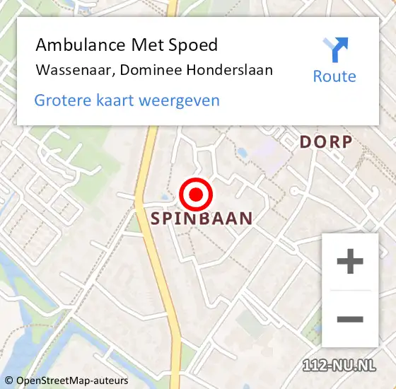 Locatie op kaart van de 112 melding: Ambulance Met Spoed Naar Wassenaar, Dominee Honderslaan op 27 mei 2016 14:17