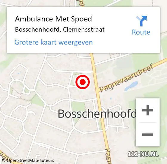 Locatie op kaart van de 112 melding: Ambulance Met Spoed Naar Bosschenhoofd, Clemensstraat op 27 mei 2016 14:18