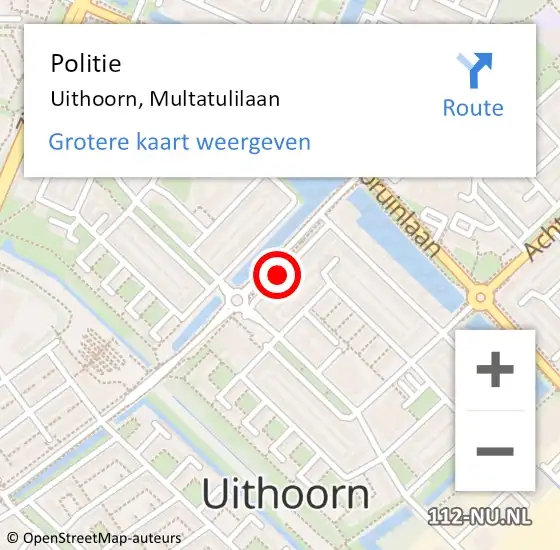 Locatie op kaart van de 112 melding: Politie Uithoorn, Multatulilaan op 27 mei 2016 14:50