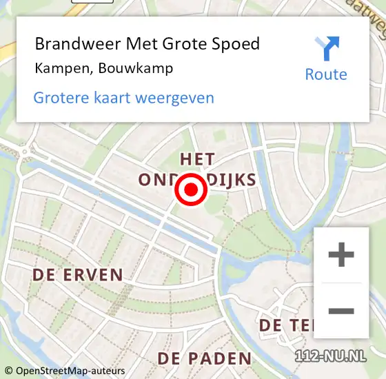 Locatie op kaart van de 112 melding: Brandweer Met Grote Spoed Naar Kampen, Bouwkamp op 27 mei 2016 14:54