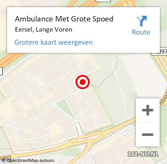 Locatie op kaart van de 112 melding: Ambulance Met Grote Spoed Naar Eersel, Lange Voren op 27 mei 2016 15:59