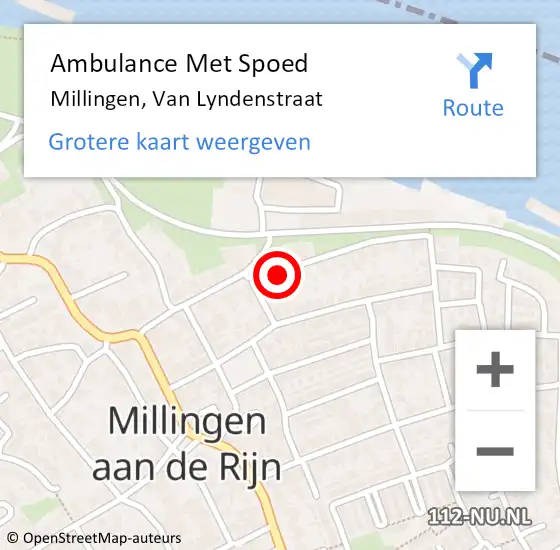 Locatie op kaart van de 112 melding: Ambulance Met Spoed Naar Millingen, Van Lyndenstraat op 27 mei 2016 16:11