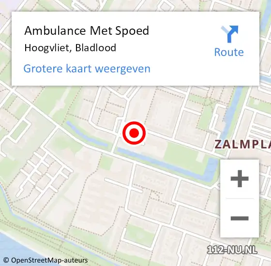 Locatie op kaart van de 112 melding: Ambulance Met Spoed Naar Hoogvliet, Bladlood op 27 mei 2016 16:44