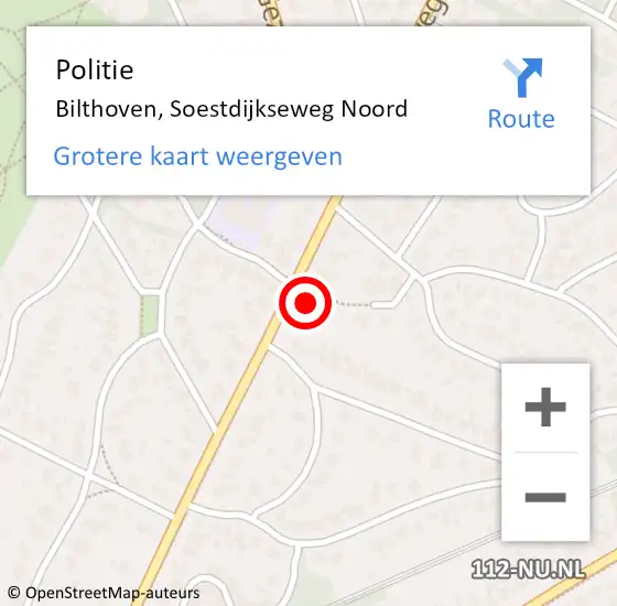 Locatie op kaart van de 112 melding: Politie Bilthoven, Soestdijkseweg Noord op 27 mei 2016 16:59