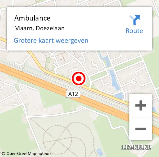 Locatie op kaart van de 112 melding: Ambulance Maarn, Doezelaan op 27 mei 2016 17:26