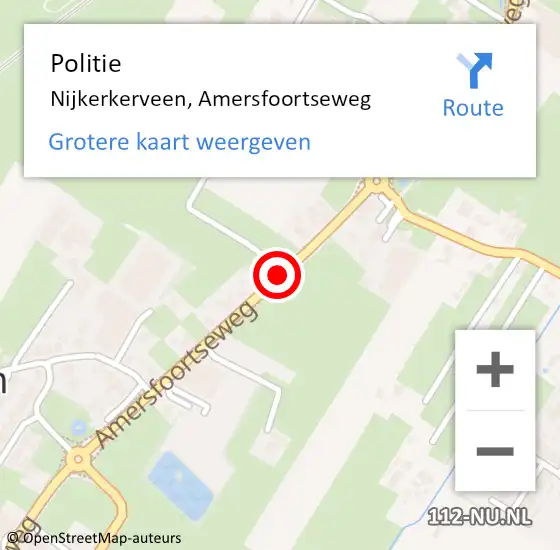 Locatie op kaart van de 112 melding: Politie Nijkerkerveen, Amersfoortseweg op 16 december 2013 13:04