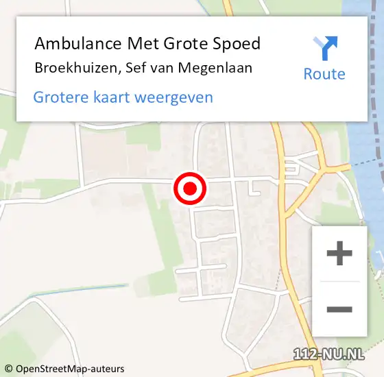 Locatie op kaart van de 112 melding: Ambulance Met Grote Spoed Naar Broekhuizen, Sef van Megenlaan op 27 mei 2016 17:58