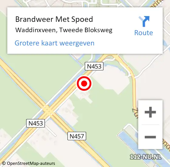 Locatie op kaart van de 112 melding: Brandweer Met Spoed Naar Waddinxveen, Tweede Bloksweg op 27 mei 2016 18:06