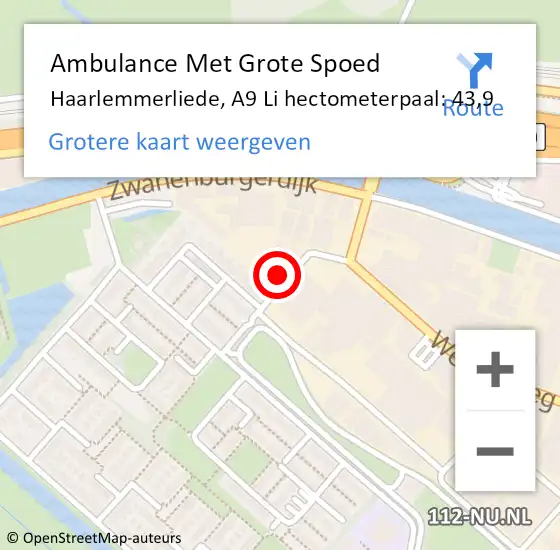 Locatie op kaart van de 112 melding: Ambulance Met Grote Spoed Naar Amsterdam, A8 Li hectometerpaal: 1,9 op 27 mei 2016 18:37