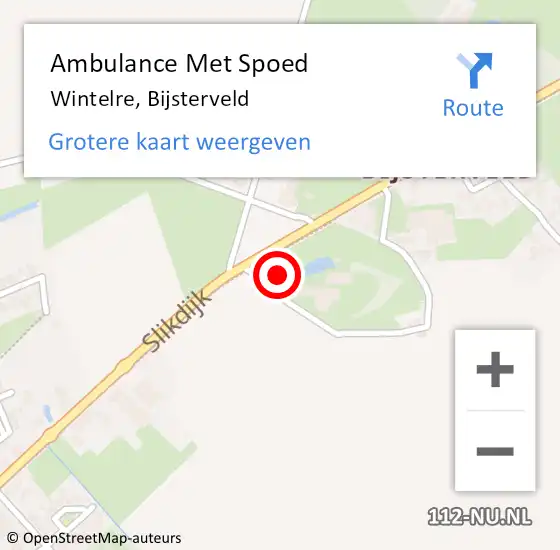 Locatie op kaart van de 112 melding: Ambulance Met Spoed Naar Wintelre, Bijsterveld op 27 mei 2016 19:21