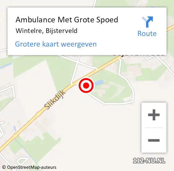 Locatie op kaart van de 112 melding: Ambulance Met Grote Spoed Naar Wintelre, Bijsterveld op 27 mei 2016 19:26