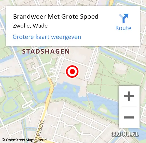 Locatie op kaart van de 112 melding: Brandweer Met Grote Spoed Naar Zwolle, Wade op 16 december 2013 13:10