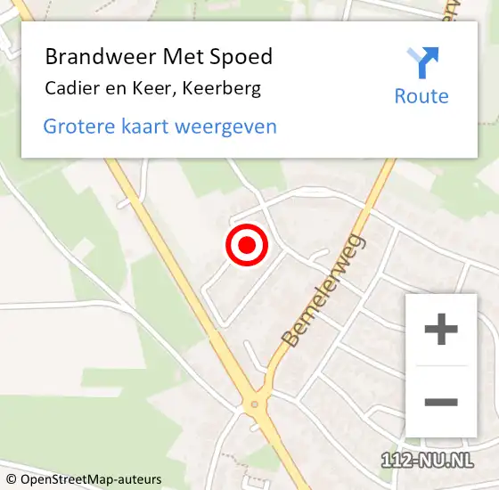 Locatie op kaart van de 112 melding: Brandweer Met Spoed Naar Cadier en Keer, Keerberg op 27 mei 2016 20:28