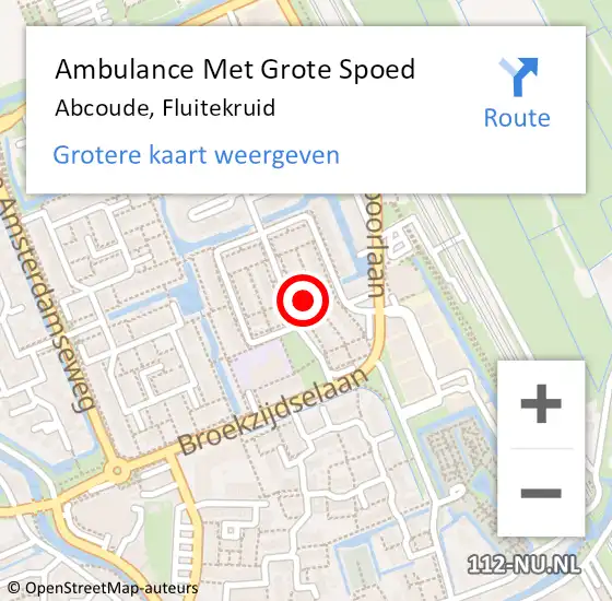 Locatie op kaart van de 112 melding: Ambulance Met Grote Spoed Naar Abcoude, Fluitekruid op 27 mei 2016 20:33