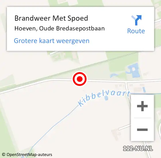 Locatie op kaart van de 112 melding: Brandweer Met Spoed Naar Hoeven, Oude Bredasepostbaan op 27 mei 2016 20:45