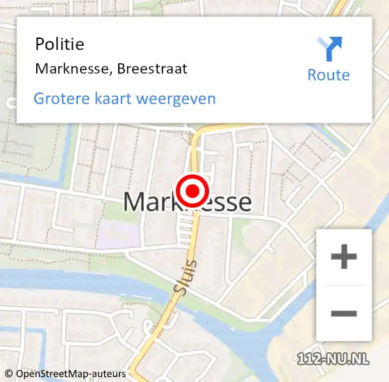 Locatie op kaart van de 112 melding: Politie Marknesse, Breestraat op 27 mei 2016 21:00