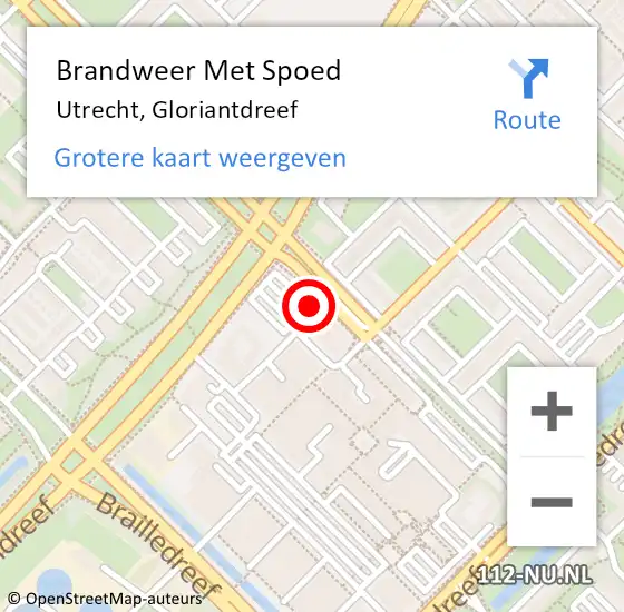 Locatie op kaart van de 112 melding: Brandweer Met Spoed Naar Utrecht, Gloriantdreef op 27 mei 2016 21:43