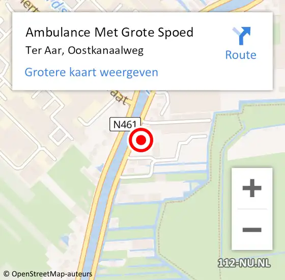 Locatie op kaart van de 112 melding: Ambulance Met Grote Spoed Naar Ter Aar, Oostkanaalweg op 27 mei 2016 21:51