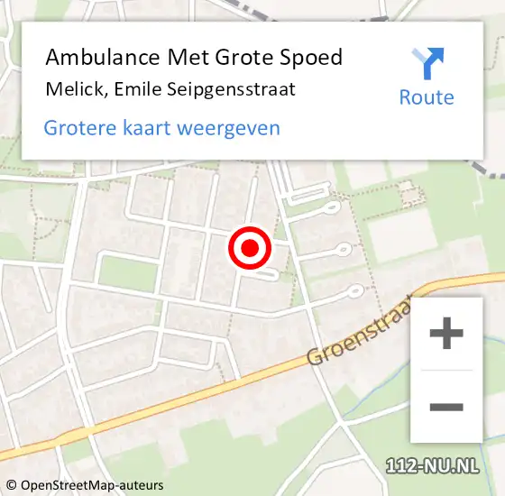 Locatie op kaart van de 112 melding: Ambulance Met Grote Spoed Naar Melick, Emile Seipgensstraat op 27 mei 2016 22:02