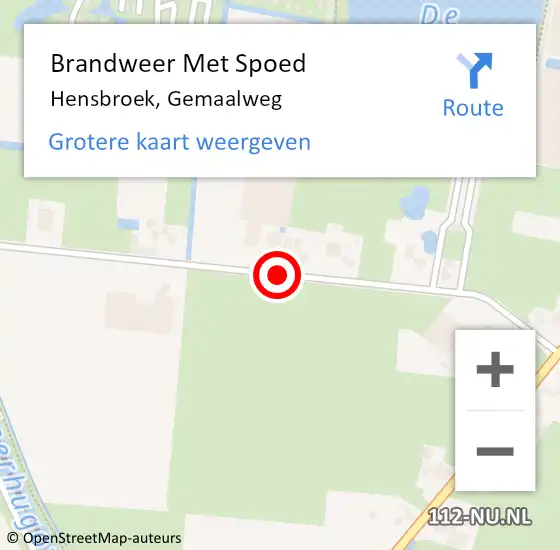 Locatie op kaart van de 112 melding: Brandweer Met Spoed Naar Hensbroek, Gemaalweg op 27 mei 2016 22:06