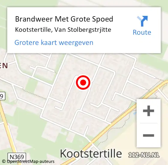 Locatie op kaart van de 112 melding: Brandweer Met Grote Spoed Naar Kootstertille, Van Stolbergstrjitte op 27 mei 2016 22:50