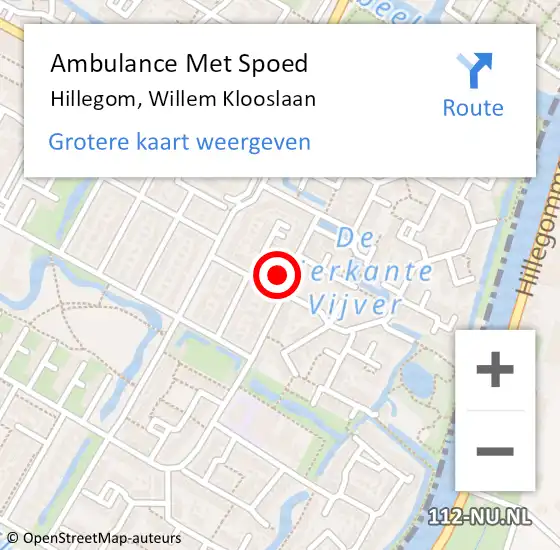 Locatie op kaart van de 112 melding: Ambulance Met Spoed Naar Hillegom, Willem Klooslaan op 28 mei 2016 02:12