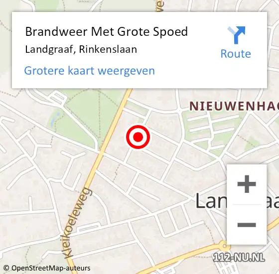Locatie op kaart van de 112 melding: Brandweer Met Grote Spoed Naar Landgraaf, Rinkenslaan op 28 mei 2016 02:23
