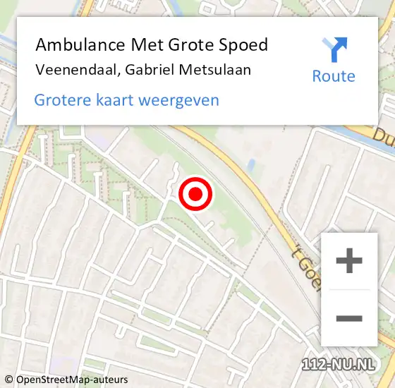 Locatie op kaart van de 112 melding: Ambulance Met Grote Spoed Naar Veenendaal, Gabriel Metsulaan op 28 mei 2016 04:19